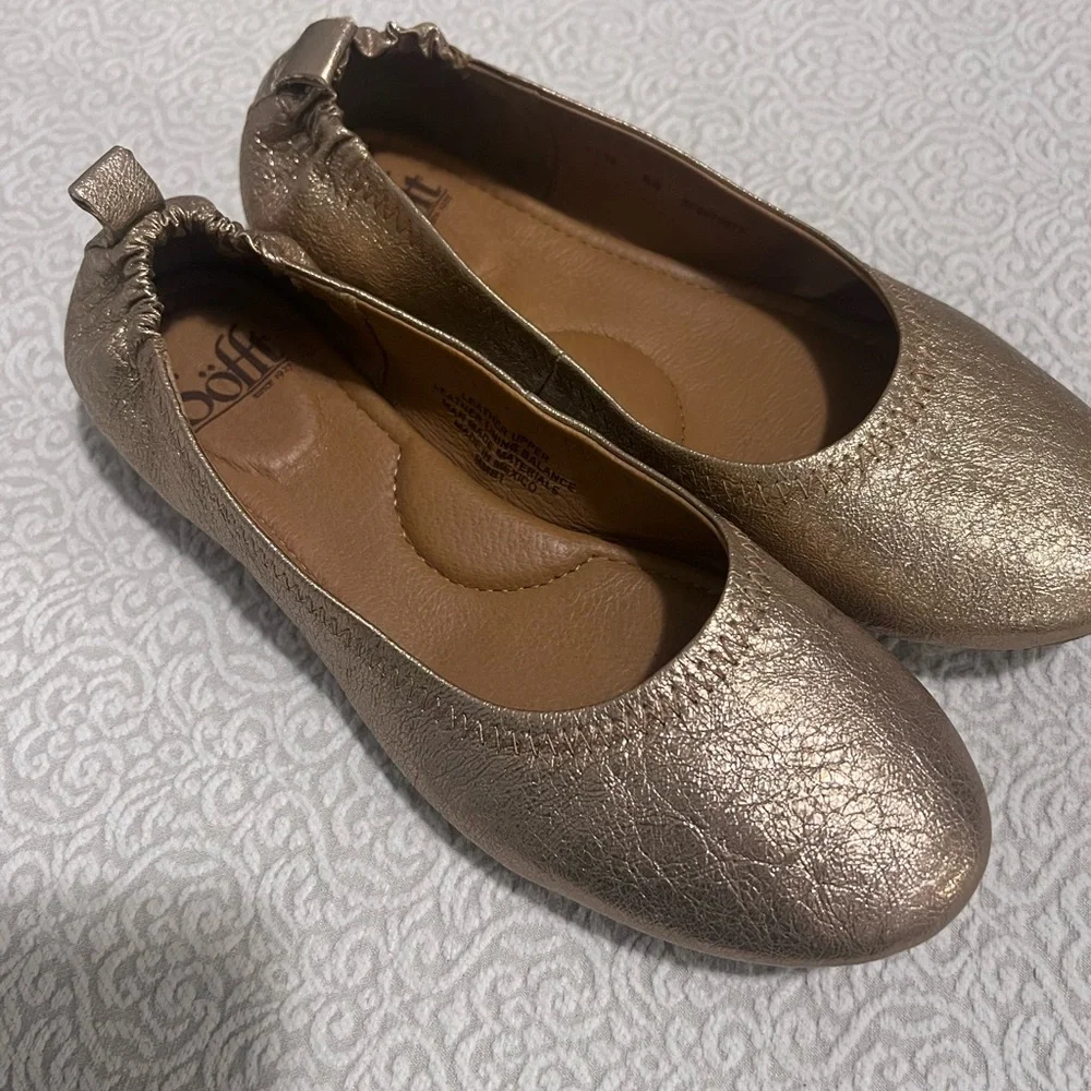Sofft Shoes Leather Size 7 Kenni Soft Gold Scrunch Back Ballet Flats - Picture 11 of 11